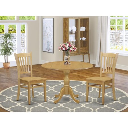 East West Furniture 3 Piece Dublin Dining Room Table Set - Oak DMGR3-OAK-W